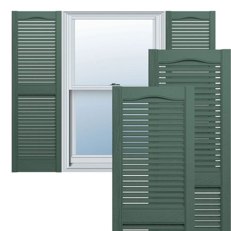 EKENA MILLWORK Mid-America Vinyl, Standard Size Cathedral Top Center Mullion, Open Louver Shutter, 11267028 00011267028